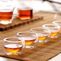 Gobelets tasse à thé en verre à double paroi 50ml6pcs pinte de thé en verre à double couche 230413