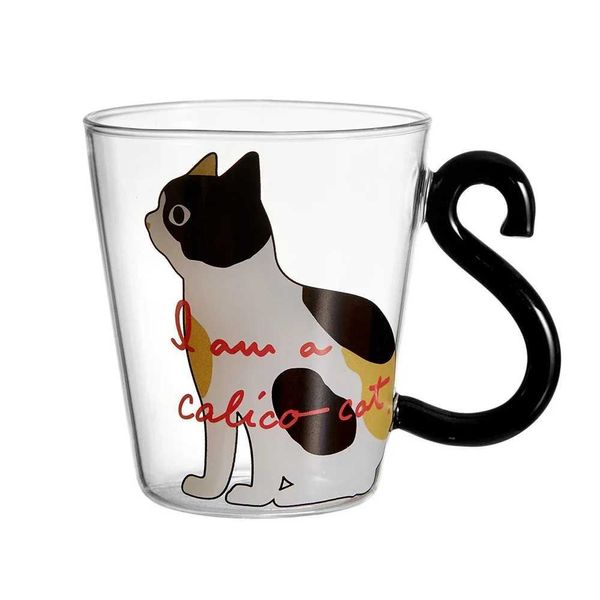 Vasos para beber, vasos para café, leche, té, taza de vidrio resistente al calor, taza de agua, dibujos animados, vino tinto, cerveza, champán, creativo, lindo gato