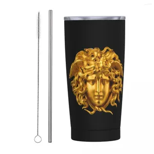 Gobelets Élégant et chic français gobelet aux cheveux dorés isolé sous vide mythologique grec Medusa tasse thermique avec couvercle tasse d'école boisson