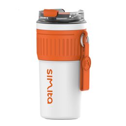 Tuimelaars FEIJIAN RVS Koffie Tumbler Thermos Cup Draagbare Reismok Met Lifting Touw Lekvrije Non Slip 500ml 400ml 230725