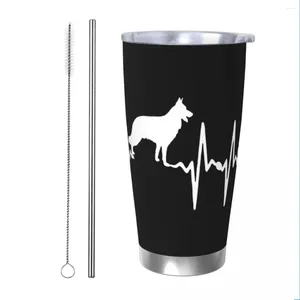 Tuimelaars Duitse Herder Hartslag Tumbler Vacuüm Geïsoleerde Hond Gsd Koffiekopjes Roestvrij Staal Kantoor Thuis Mokken Morsbestendig 20 Oz