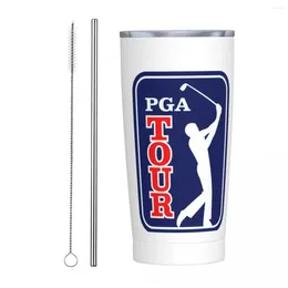 Gobelets Golf PGA Tour Trie Gobelet isolé avec pailles Tasse thermique en acier inoxydable Tasses de bouteille Thermos à double paroi 20 oz