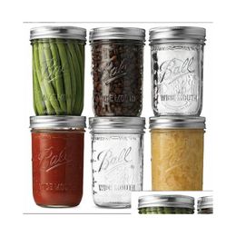 Tumblers Afgestudeerde Mason Jar Tumblers Heldere Glazen Grote Capaciteit Verzegelde Koffie Salade Waterfles Met St Brede Mond Overnight Oats Dh3Rc