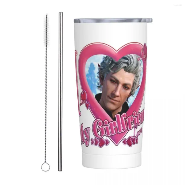 Vasos I Love My Girlfriend Astarion Vaso aislado Baldur's Gate Game Taza de café de viaje de acero inoxidable 20 Oz Oficina Hogar Tazas