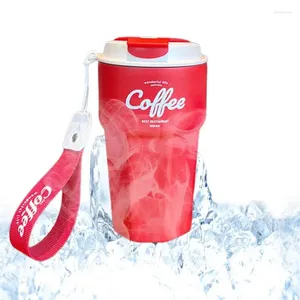 Gobelets à café glacé en acier inoxydable, tasses à vide de voyage avec couvercle et caoutchouc antidérapant, conception de libération d'eau