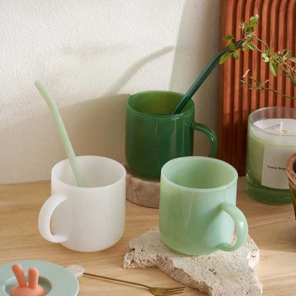 Gobelers jade verre tasse rétro vert vert haut borosilicate résistant à la chaleur tasse de thé tasse tasse de café dinderie laitement lait h240506