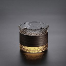 Gobelets Japonais Bambou Wai Haute Borosilicate Verre Tasse À Eau Marteau Motif Vertical Transparent Thé Whisky Vin 230302