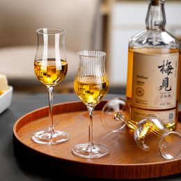 Gobelets Style Japonais Harpe Stripe Whisky Goblet Cognac Brandy Snifter Copita Nosing Glass Crystal Tulips Whisky Smelling Tasting Cup 230413