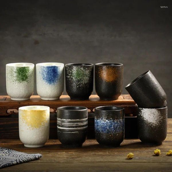 Vasos de estilo japonés, taza de agua de cerámica de colores, té creativo, restaurante, hogar, cocina de vino informal, comercial