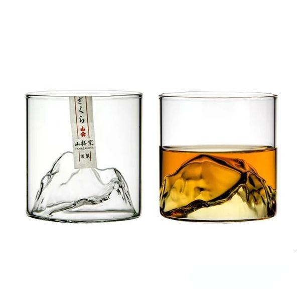 Verres à whisky japonais en verre à whisky à l'ancienne, verres à whisky de montagne 3D, boîte-cadeau en bois, verre à Brandy, tasse à Vodka, gobelet à vin 230413