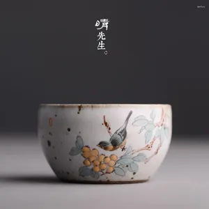 Tumblers Jingdezhen keramische oven veranderen glazuur bloemenvogel thee Cup puur handmatige maatschappelijke master single