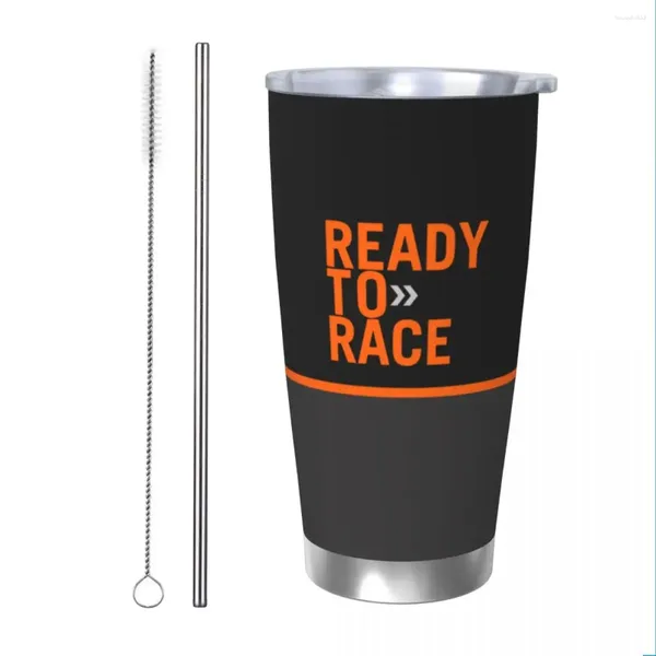 Vasos Motor Ready To Race Enduro Vaso Tazas de café aisladas al vacío con tapa Paja Viaje Tazas al aire libre A prueba de derrames 20 oz