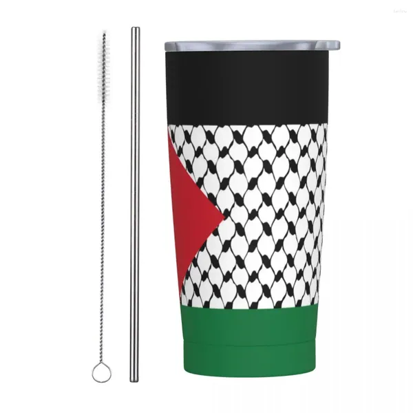 Gobelets drapeau de la Palestine gobelet isolé sous vide palestinien Hatta Kufiya Keffiyeh tasses à café flacon bureau maison tasse anti-déversement