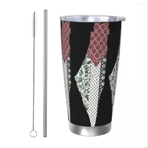 Tumblers Palestijnse kaart met keffiyeh thobe patronen geïsoleerd tumbler deksel roestvrijstalen koffiemokken buitenauto flessen beker 20oz