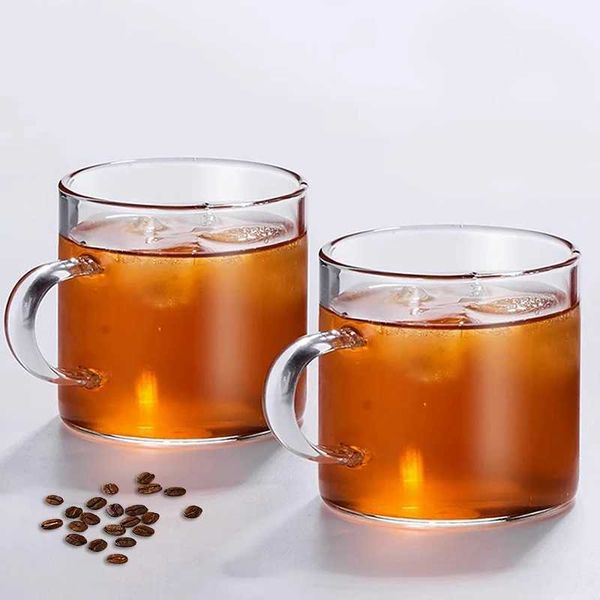 Gobelers Parkité 130 ml d'épaisseur en verre manche à café tasse de thé à la maison froide à basse température résistante transparent ensemble H240425
