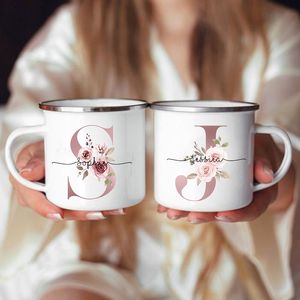 Vasos taza personalizada flor nombre inicial personalizado té café chocolate novia criada regalo del día de la madre 230531