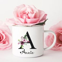 Gobelets personnalisé fleur tasse nom initial nom personnalisé café chocolat mariée femme de chambre fête des mères cadeau 230531