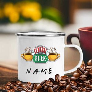 Tuimelaars Gratis Verzending Gepersonaliseerde Naam Central Perk Ontwerp Cup 12 oz Emaille Groothandel Koffiemok Thee Melk Kopjes Dropshipping