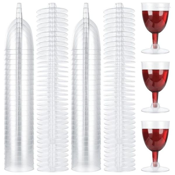 Vasos Copas de vino de plástico Copas claras rojas Fiesta de tallo reutilizable para fiestas en el jardín