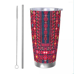Gobelets rouges et couleurs tasse thermique isolée de gobelet palestinien avec un déversement de tasse à thé de smoothie de paille de couvercle 20oz
