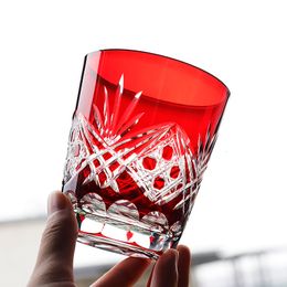 Gobelets Rouge Edo Cristal Whisky Verre Style Japonais À La Main Kiriko Gravure À La Main Eau Vin Tasse Bière Boisson Froide Verres Liqueur Tumbler 230413