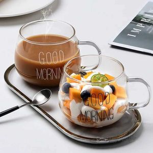 Gobelers réutilisables boisson en verre transparent utilisé pour le jus de petit déjeuner au lait tasse de cuisine cuisine cuisine et bonjour h240506