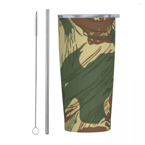 Tumblers Coup de pinceau rhodésien 20 oz Tumbler Rhodésie Guerre Armée militaire Isolation sous vide Tasse thermique de voyage Couvercle Tasse en acier inoxydable