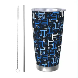 Gobelets Science Math Morceaux de Pi Blue Tumbler Tasse thermique isolée sous vide avec couvercle en paille Tasses à double paroi Boisson froide 20 oz