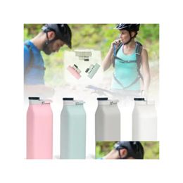 Tumblers Sile Bouteille d'eau pliante Coupe de lait Grande capacité Bouteilles de boissons de sport avec couvercle Couleur de bonbons en plein air Wy214 ZWL JJ 9.21 Drop Dhhfq