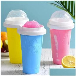 Tumblers Sile Slushy Slushie Maker Ice Cup Grand Frozen Magic Squeeze Slushi Faire des tasses de smoothie réutilisables St Drop Delivery Home Gar LL