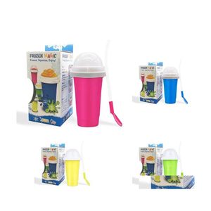 Vasos Sile Slushy Slushie Maker Copa de hielo Gran Frozen Magic Squeeze Slushi Fabricación de batidos reutilizables St Drop Delivery Home Gar Dh8Tq