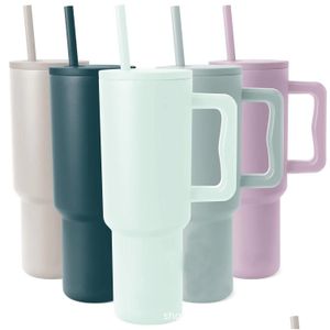 Tumblers Sim 2.0 40oz Tumbler en acier inoxydable avec logo poignée couvercle ST grande capacité tasse de bière bouteille d'eau revêtement en poudre caméra extérieure Dhmfq