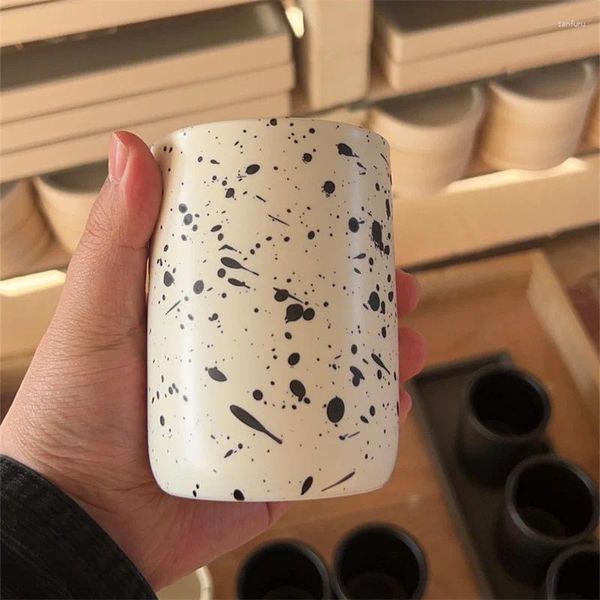 Gobelers simples design encre dots céramiques tasses rétro splash-ink tasse coréenne couple couple buveau de boisson home