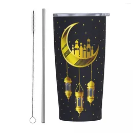 Vasos Vaso De Acero Inoxidable Luna Dorada Mezquita Edificios Lámpara Taza De Café Eid Ramadán Calor Frío Y Tazas De Coche Botella De Agua De Conducción