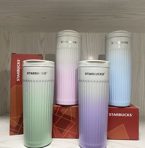 Tumblers Gestreepte geïsoleerde beker lichtgekleurde waterbeker designer koffiekop hittebestendig autokop verjaardagscadeau mok 401-500ml