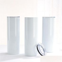 Tumblers sublimatie blanco roestvrij staal rechte thermosmok thermische overdracht huishoudelijke waterfles met st 20oz druppel de dhgarden dhcxi