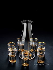 Vasos Grado superior Golden Mountain Liquor S Glass Wine Decanter Crystal Vodka White Spirit Dispensador de papel de oro Tazas pequeñas Wineglass 230413