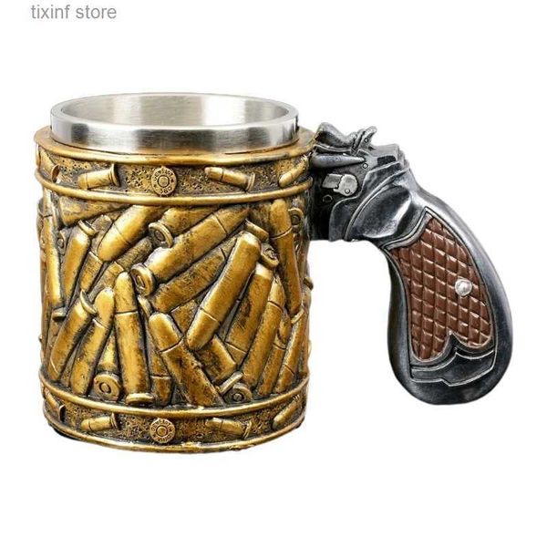 Tumblers Western Revolver Gun Beer Mug pour la collecte de Revolver Bullet Cup Design Ensemble de vin Cadeau commémoratif Bar American Beer Cup T240218