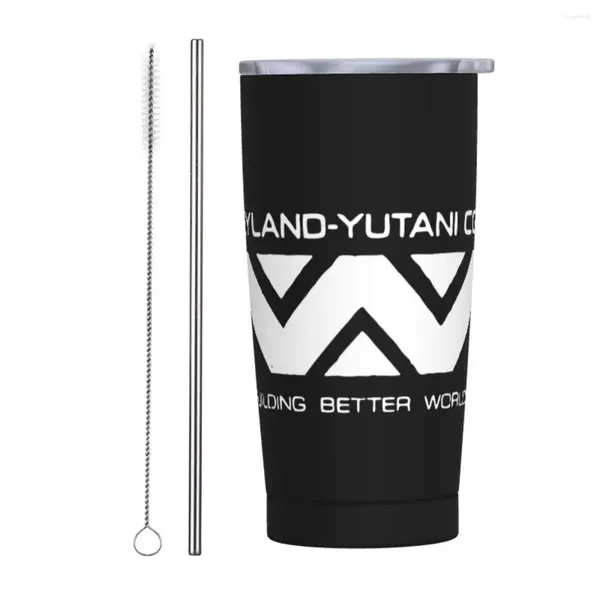 Vasos Weyland Yutani Corp Vaso aislado con tapa Aliens Alien Movie Taza térmica de acero inoxidable Taza de botella de coche de doble pared 20 oz