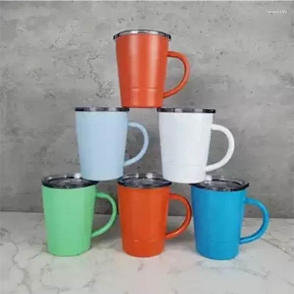 Tumblers Venta al por mayor Tazas de leche de 8 oz con asa de acero inoxidable Termo portátil Tazas de café aisladas Drinkware Respetuoso del medio ambiente para regalo de fiesta