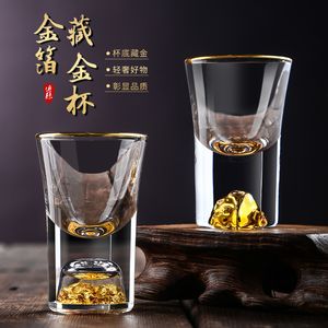 Gobelets Verres à vin6pcslot Tasse en or tibétain S Feuille de cristal de haute qualité Esprit créatif Petit 230413