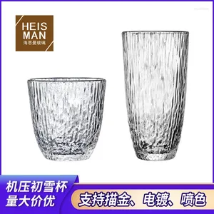 Gobelets flétris de style japonais, tasse Chuxue, verre à rayures verticales, support de glacier d'eau résistant à la chaleur, personnalisé