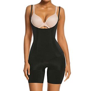 Tummy Control Shapewear voor dames Naadloze bodysuit Open buste Body Shaper shorts tot halverwege de dij 369