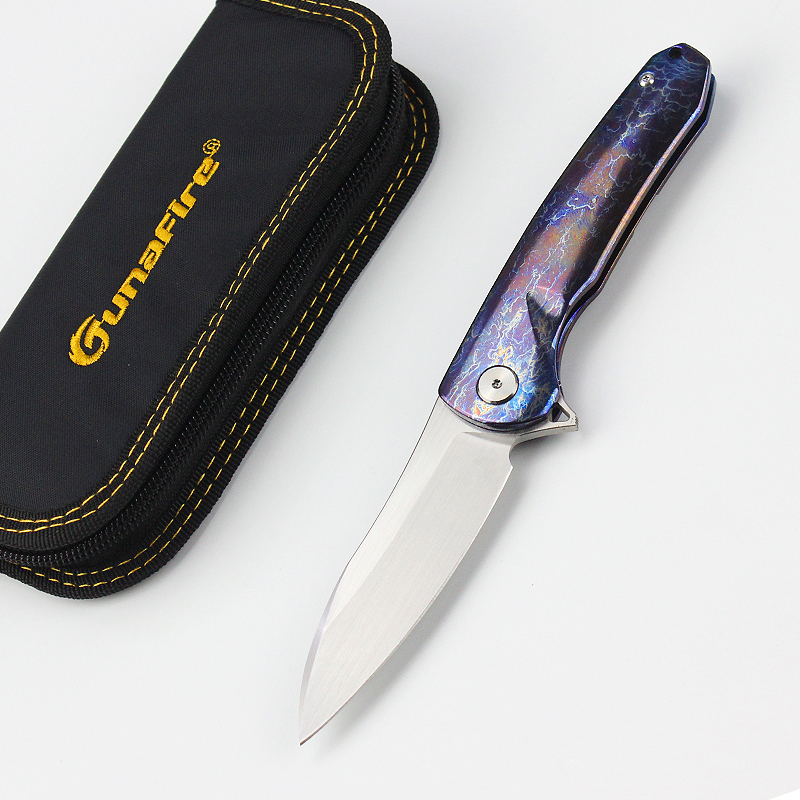 Tunafire 7.79 inch M390 powder steel folding knife titanium alloy TC4 handle,with ball bearing,camping outdoor hand tool