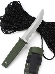 Cuchillo de cuchilla fija de Tunafire SANMEI Cuchillo recto 5CR13MOV Material de cuchilla Mango verde Fibra de fibra de nylon compuesta, barato y fino