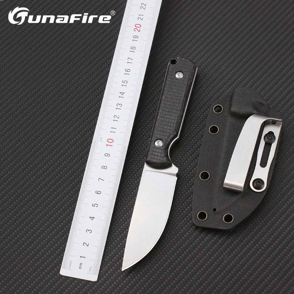 Tunafire GT0172 Hunting Knife Fixed Blade Black high-quality linen handle Including high-quality k sheaths