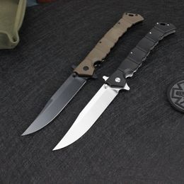Tunafire Luzon grande taille couteau pliant en nylon Fibre noir / brun poignée 8CR13mov Blanc / Black Blade Survival Tools