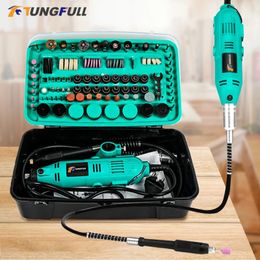 Tungfull Drinter Dremel Grinder Mini Pulido Máquinas con accesorios de molienda Conjunto de herramientas giratorias eléctricas Mini taladro 240418