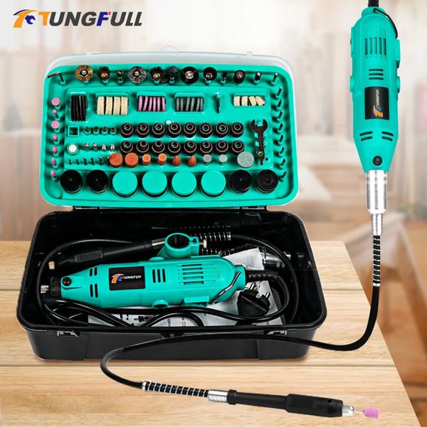 Tungfull Electric Dring Dremel Grinder mini-machines de polissage avec accessoires de broyage définir l'outil rotatif 240407