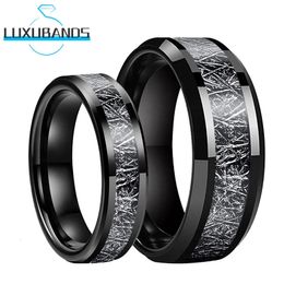 Tungsten Carbide Couple de mariage anneaux de mariage biide 8 mm 6 mm Black Meteorite Incru